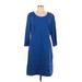 Talbots Casual Dress - Sheath Scoop Neck 3/4 sleeves: Blue Print Dresses - Women's Size 12
