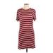 Wild Fable Casual Dress - Shift Crew Neck Short sleeves: Burgundy Print Dresses - Women's Size Large