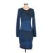 MICHAEL Michael Kors Casual Dress - Sweater Dress: Blue Stripes Dresses - Women's Size Small