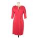 Lafayette 148 New York Casual Dress - Sheath V-Neck 3/4 sleeves: Red Print Dresses - Women's Size 10