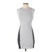 DKNY Casual Dress - Mini: Gray Grid Dresses - Women's Size X-Small