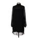 H&M Casual Dress - Shift Turtleneck Long sleeves: Black Print Dresses - Women's Size 10