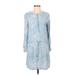 Lou & Grey Casual Dress Crew Neck 3/4 sleeves: Blue Dresses - Women's Size Small