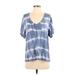 American Eagle Outfitters Short Sleeve T-Shirt: Blue Tie-dye Tops - Women's Size Small