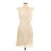 August Silk Casual Dress - Mini Crew Neck Short sleeves: Ivory Dresses - Women's Size 10