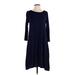 Honey & Lace Casual Dress - A-Line Crew Neck 3/4 sleeves: Blue Print Dresses - Women's Size Small