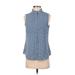 CATHERINE Catherine Malandrino Sleeveless Blouse: Blue Print Tops - Women's Size Small Petite