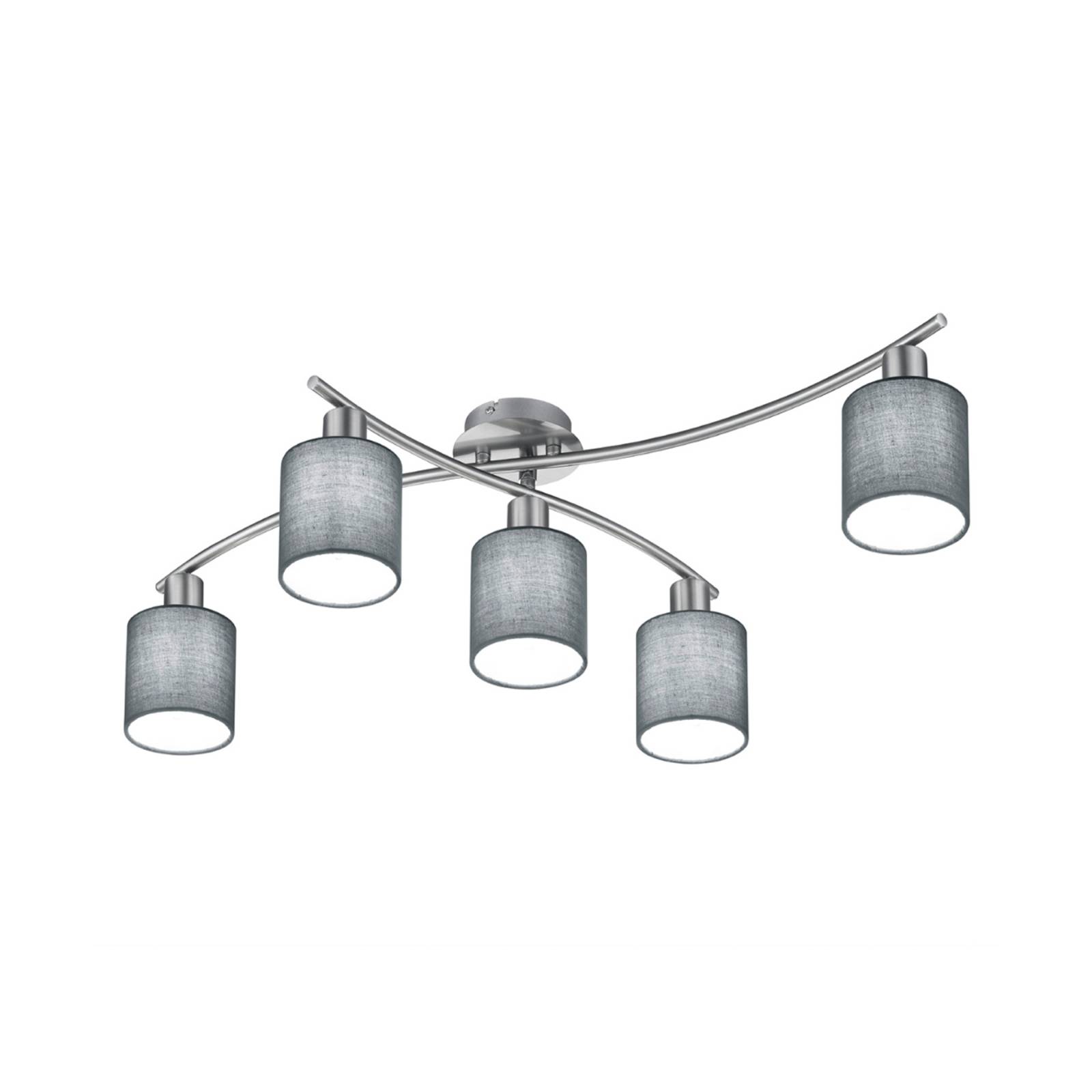 Trio Lighting Deckenlampe Garda, dimmbar, alu / grau / zink, für Wohn- / Esszimmer, Textil / Stoff / Seide, Modern, Deckenlampe