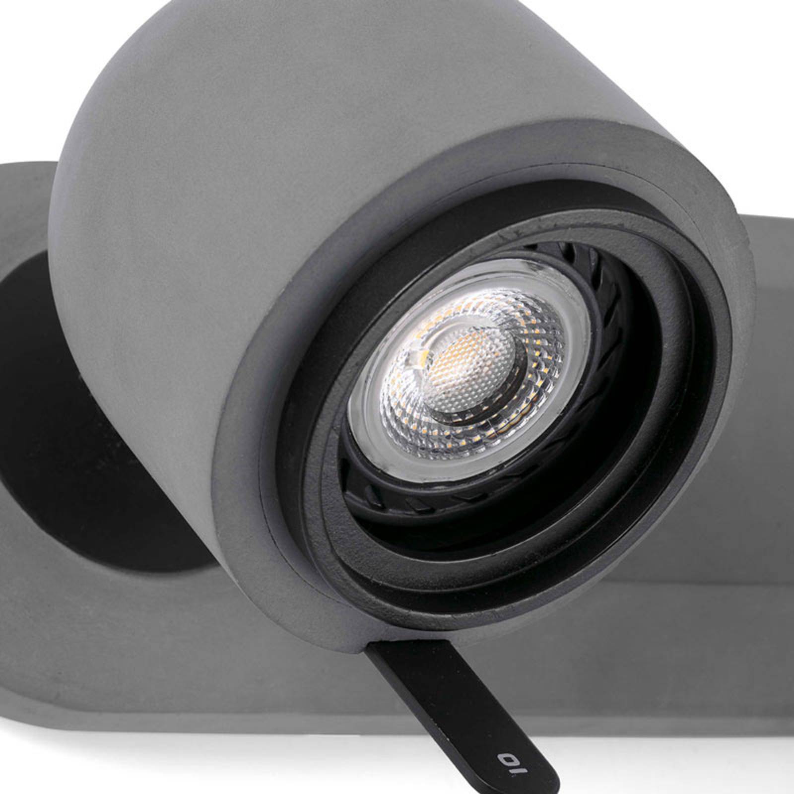 FARO BARCELONA Trendiger Beton-Wandstrahler Stone, 2-flg. dimmbar, alu / grau / zink, für Wohn- / Esszimmer, Stein, Modern, Strahler