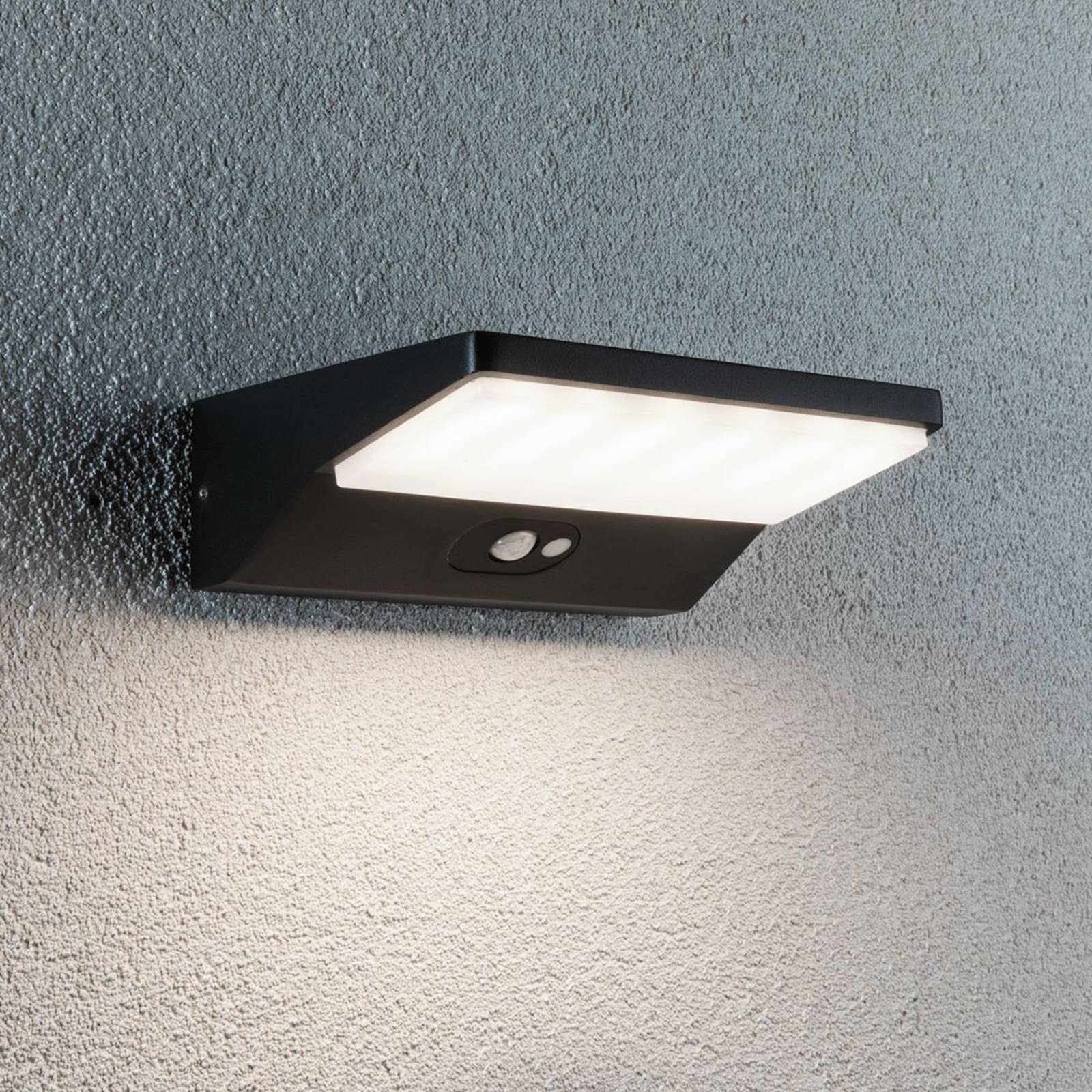 Paulmann 94335 LED-Solar-Wandlampe Sensor Tiefe 15, schwarz, Aluminium, Modern, Solarleuchte außen