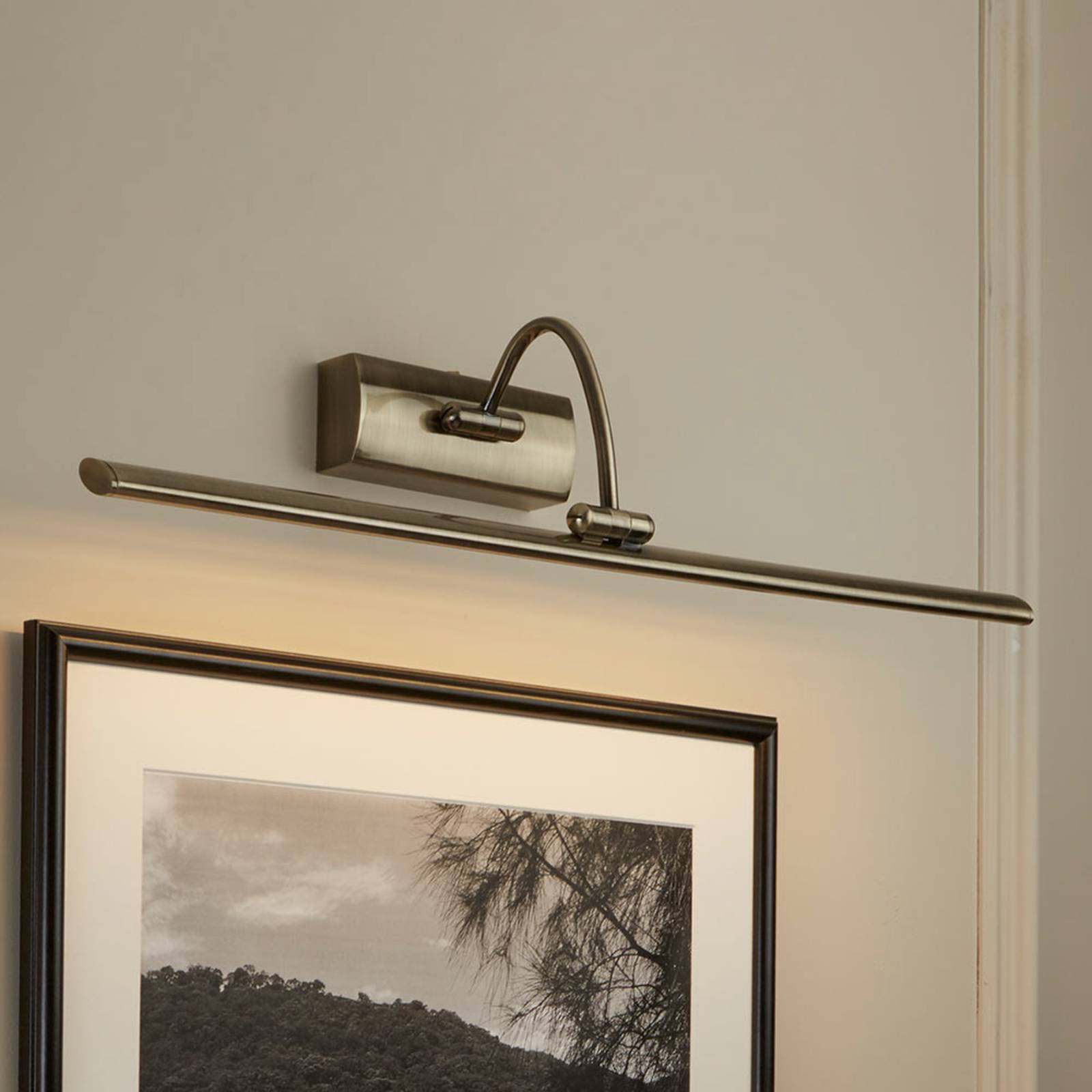 Searchlight LED-Bilderleuchte Head m. verstellbarem Kopf, 64cm, bronze / altmessing, für Wohn- / Esszimmer, Metall, Modern, Wandleuchte, Wandlampe Innen