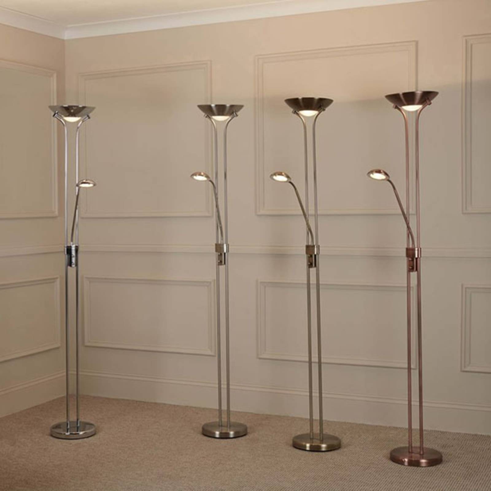 Searchlight LED Deckenfluter Mother & Child, dimmbar, alu / grau / zink, für Wohn- / Esszimmer, Metall, Modern, LED Stehlampe