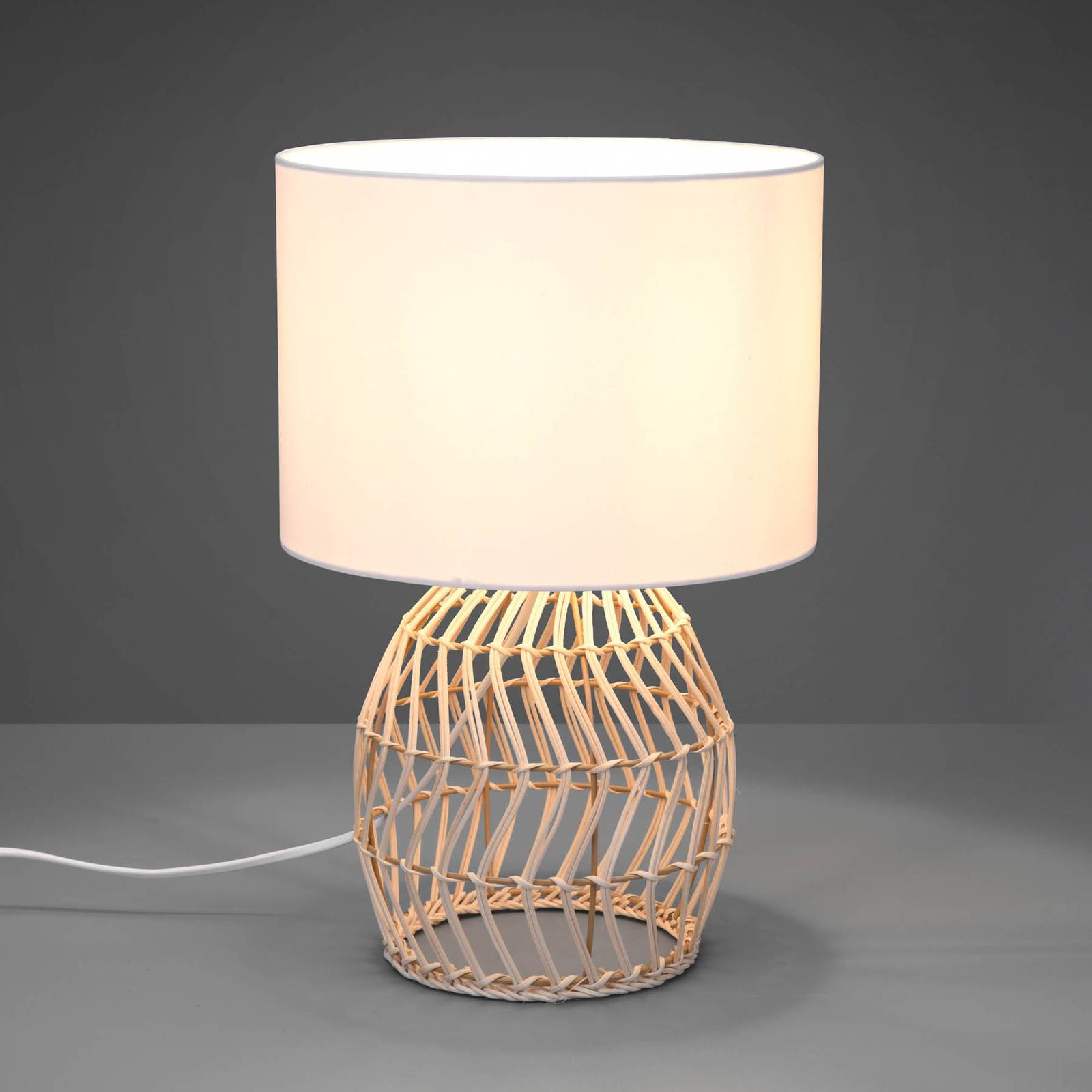 Reality Leuchten Tischlampe Rike, weiß / opal, für Wohn- / Esszimmer, Holz, Skandinavisch, Tischlampe