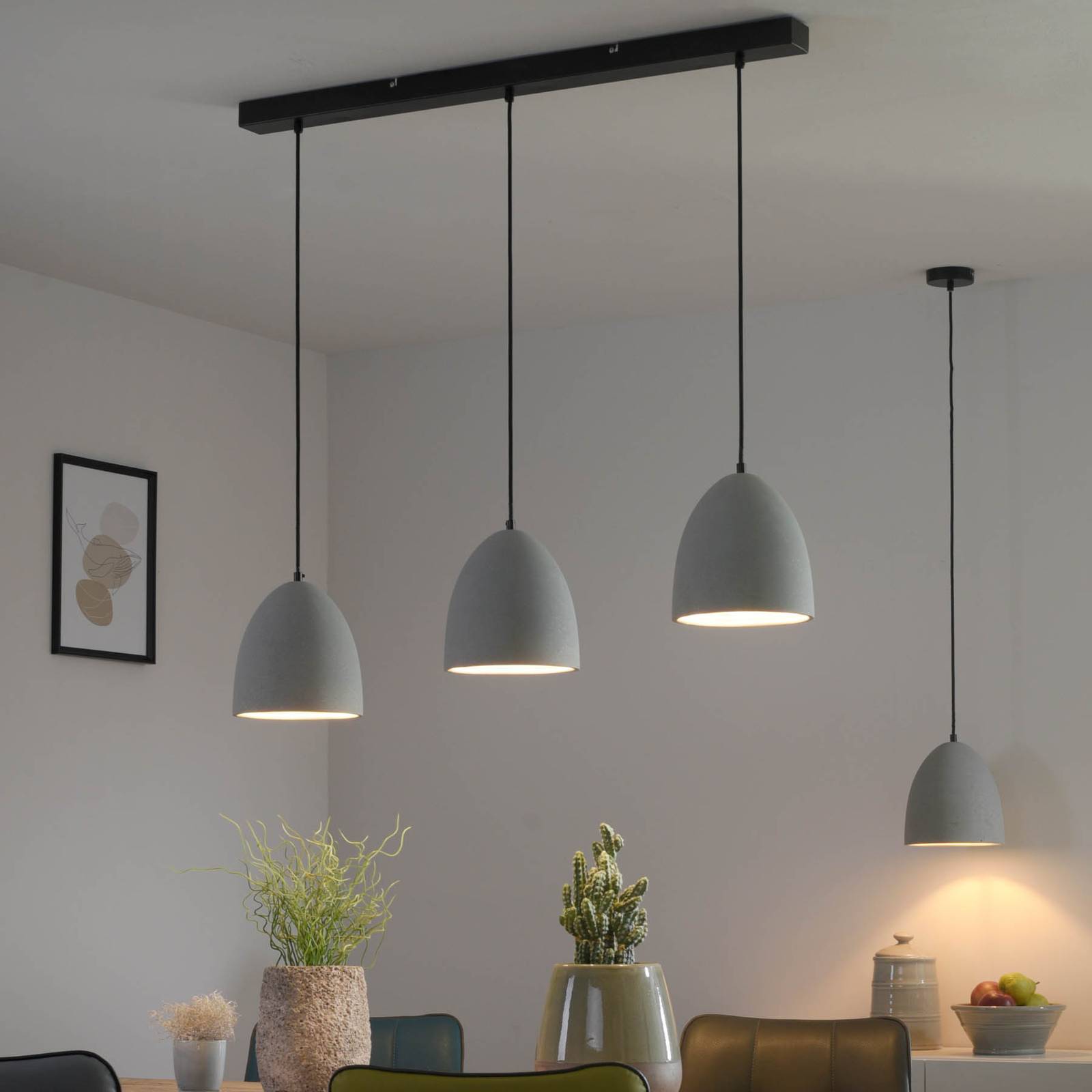 Paul Neuhaus Hängelampe Eton, dimmbar, alu / grau / zink, für Wohn- / Esszimmer, Beton, Pendelleuchte