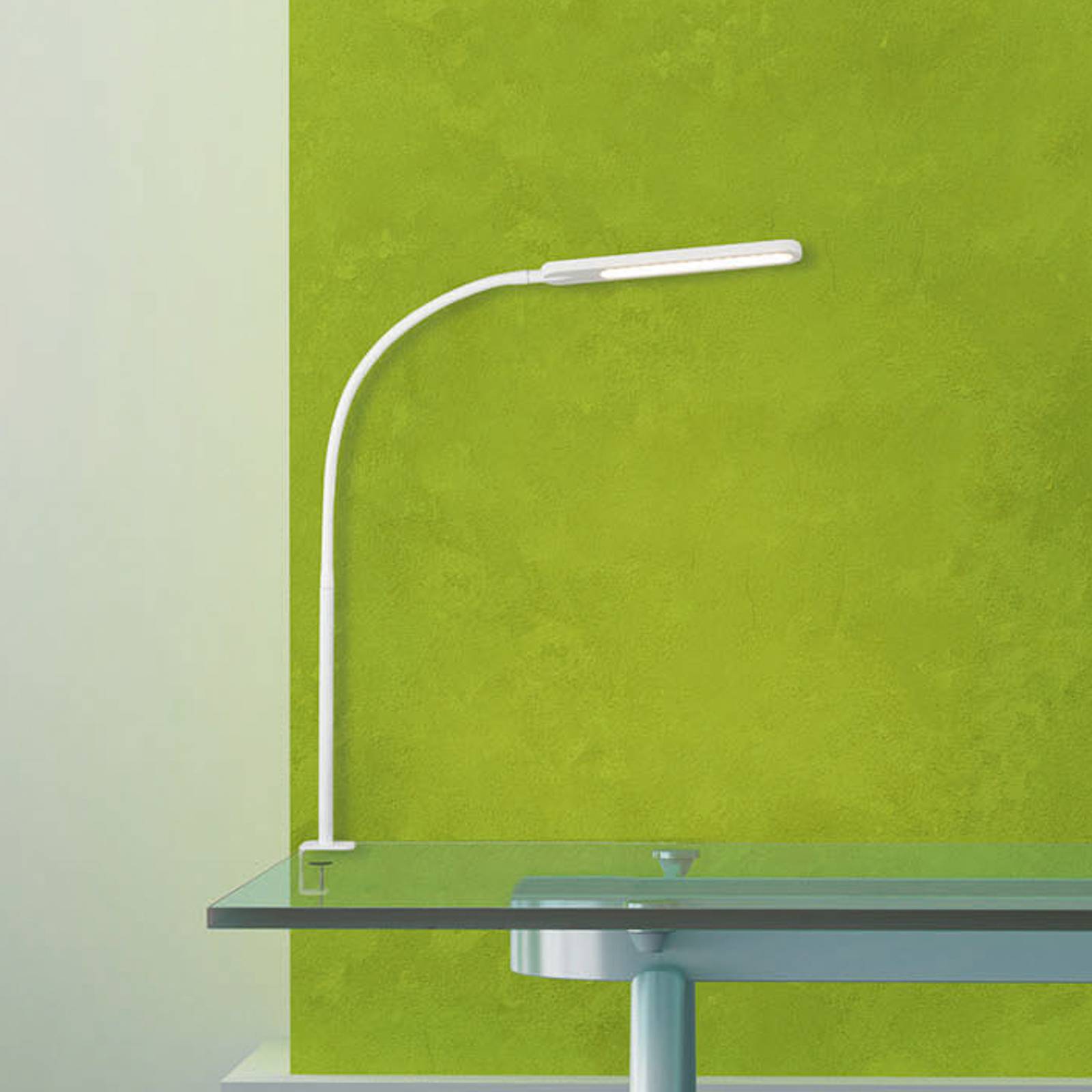 Briloner Klemmleuchte Servo, dimmbar, weiß / opal, für Arbeitszimmer / Büro, Metall, Modern, Klemmleuchte