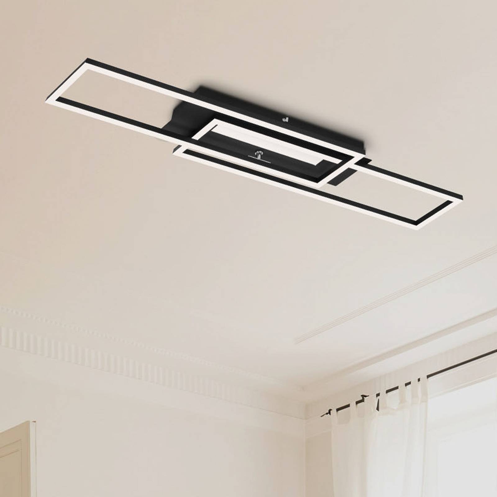 Briloner LED Deckenlampe Frame Mid, schwarz, für Wohn- / Esszimmer, Metall, Modern, LED Deckenleuchte