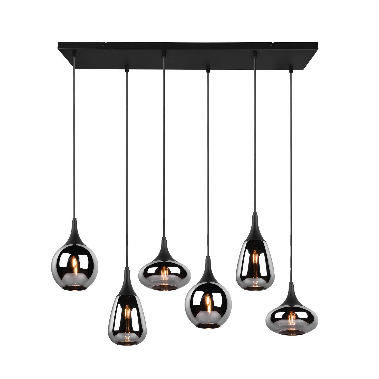 Trio Lighting Glas Hängelampe Lumina, dimmbar, schwarz, für Wohn- / Esszimmer, Glas, Pendelleuchte