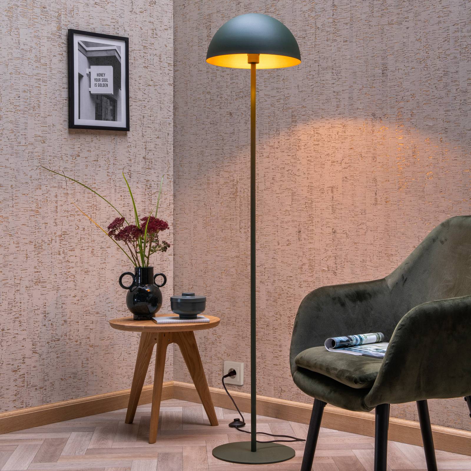 Lucide Stehlampe Siemon, grün, für Wohn- / Esszimmer, Metall, Modern, Stehlampe