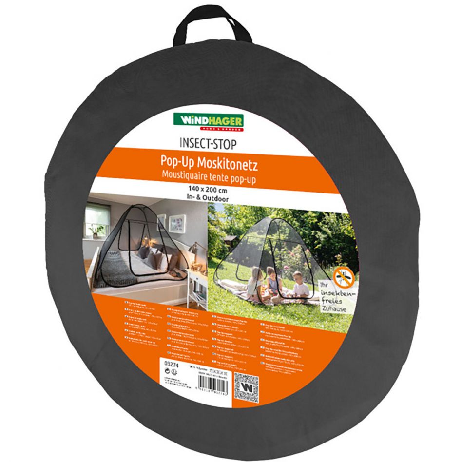 Windhager Insektenschutz Pop-Up Mosquitonetz Anthrazit, 140x200 cm Image