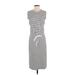 Theory Casual Dress - Midi Crew Neck Sleeveless: Gray Print Dresses - Women's Size P