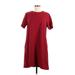 Everlane Casual Dress - Shift Crew Neck Short sleeves: Burgundy Print Dresses - Women's Size 6