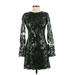 Dress the Population Cocktail Dress: Green Jacquard Dresses - Women's Size Small