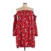 Shein Casual Dress - Mini Off The Shoulder 3/4 sleeves: Red Floral Dresses - Women's Size 3X