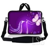 Laptop Skin Shop 17-17.3 inch Neoprene Laptop Sleeve Bag Carrying Case with Handle and Adjustable Shoulder Strap - Purple Butterfly Floral