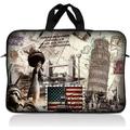 LSS 10.2 inch Laptop Sleeve Bag Carrying Case Pouch with Handle for 8 8.9 9 10 10.2 Apple Macbook GW Acer Asus Dell Hp Sony Toshiba World Landmarks