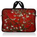 LSS 10.2 inch Laptop Sleeve Bag Carrying Case Pouch with Handle for 8 8.9 9 10 10.2 Apple Macbook GW Acer Asus Dell Hp Sony Toshiba Red Almond Trees
