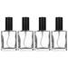 BESTONZON 4 Pcs 15ml Square Flat Spray Bottle Glass Empty Spray Bottle Perfume Liquid Dispenser for Makeup Skin Care (Black Lid)