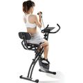 Exercise Bike Folding Magnetic Upright Stationary Bike with Pulse Sensor LCD Monitor Indoor Cycling Bike Stationary Bike Recumbent Exercise Bike with Arm Resistance Bands Perfect for Home Use