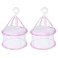 Uxcell Hanging Mesh Drying Rack Basket 2 Pcs Cosmetic Brushes Drying Net with Lid Pink