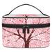OWNTA Cherry Blossom Tree-01 Pattern Relavel Cosmetic Tote Bags Printed Design Large Capacity Makeup Bag Makeup Organizer Travel Cosmetic Pouch Toiletry Case Handbag for Daily Use