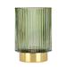 DASITON Makeup Brush holder Organizer Crystal Cosmetic Makeup Brush Glass Brushes Storage Holder Vintage Make Up Brush Cup Pen Pencil Holder striped vase(Green L)