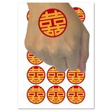 Chinese Symbol Shuangxi Marriage Double Happiness Water Resistant Temporary Tattoo Set Fake Body Art Collection - 15 2 Tattoos (1 Sheet)