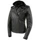 Xelement XS2516 Ladies â€˜Madameâ€™ Black Hooded Vented MC Leather Jacket X-Small