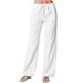 Mrat Wide Leg Trousers for Women Full-Length Trouser High Waisted Pants Cotton Palazzo Pants Halaras Pants Cute Fall Long Palazzo Pants Graphic Sweatpants White XL