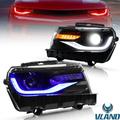 Vland RGB Dual Beam Headlights For Chevrolet Chevy Camaro 2014 2015 With Amber Sequential Multicolor DRL colors