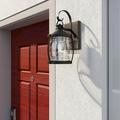 Jerry Guo 13 1-light outdoor wall light with clear glass and balck&wood finish