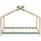 Lit cabane 90x190 en pin massif vert avec sommier