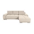 Canapé d'angle droit 3 places convertible avec coffre - Tissu Beige