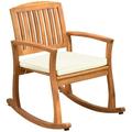 Outsunny Outdoor Rocking Chair with Cushion Acacia Wood Patio Rocker for Backyard Patio Home Teak Tone