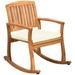 Outsunny Outdoor Rocking Chair with Cushion Acacia Wood Patio Rocker for Backyard Patio Home Teak Tone