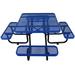 imerelez Square Outdoor Steel Picnic Table 46 blue with umbrella pole