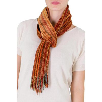 Bamboo chenille scarf, 'Heart of the Land'