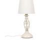 Traditional Table Lamp Metal Base Fabric Tapered Lampshade Light - Cream + led Bulb