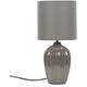 Grey Fluted Table Lamp Traditional Ceramic Base Fabric Lampshade Light + LED Bulb