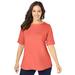 Plus Size Women's Stretch Cotton Cuff Tee by Jessica London in Dusty Coral (Size 22/24) Short-Sleeve T-Shirt