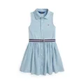 Ralph Lauren Kids' Day Sleeveless Belted Cotton Chambray Shirt Dress, Medium Wash